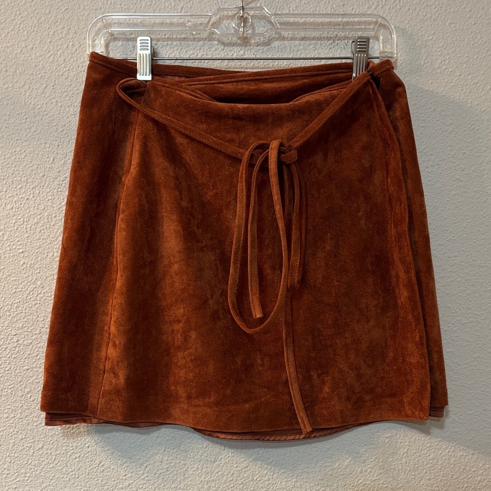 Blank NYC Rust Brown Suede Mini Skirt